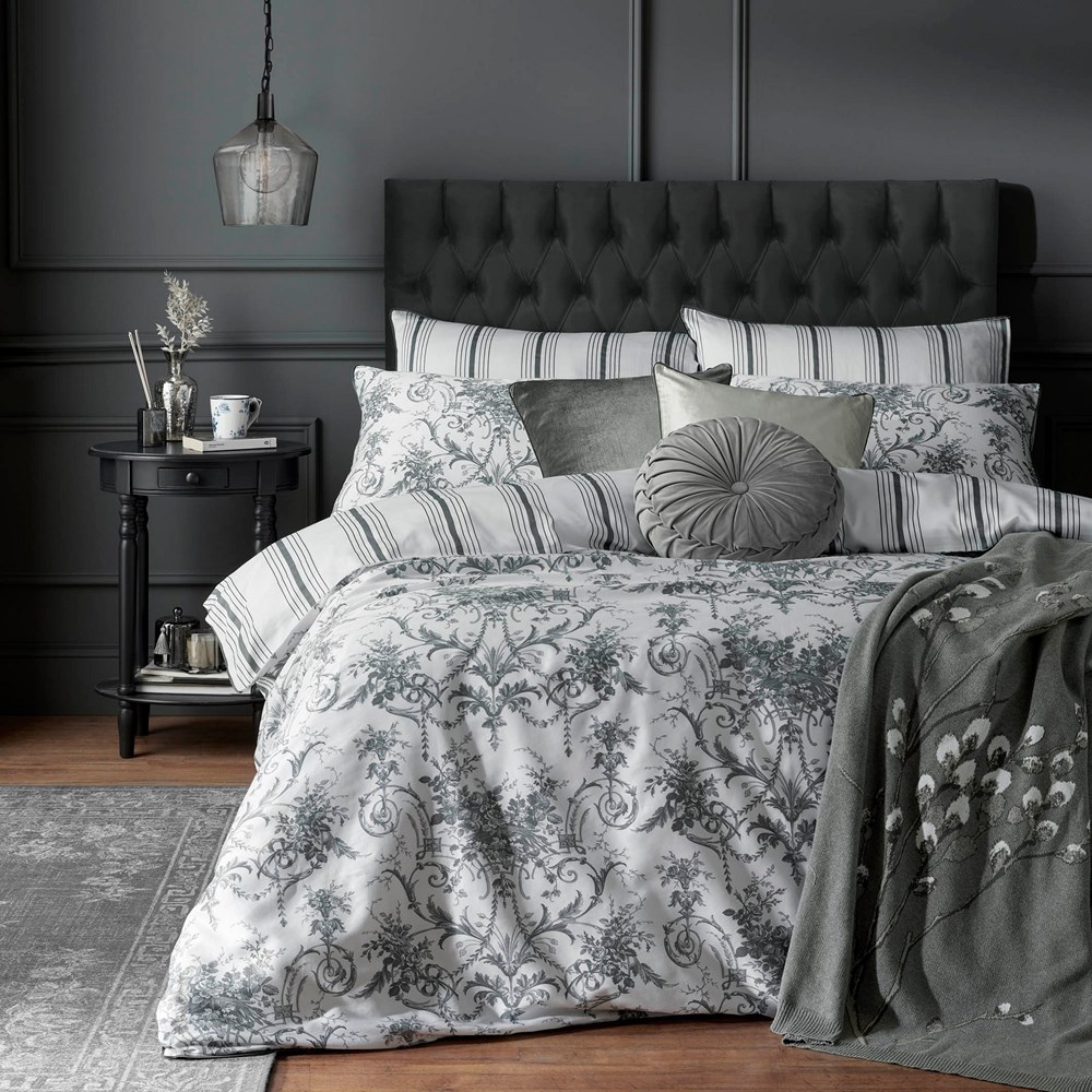 Tuileries Floral Bedding by Laura Ashley in Charcoal Grey